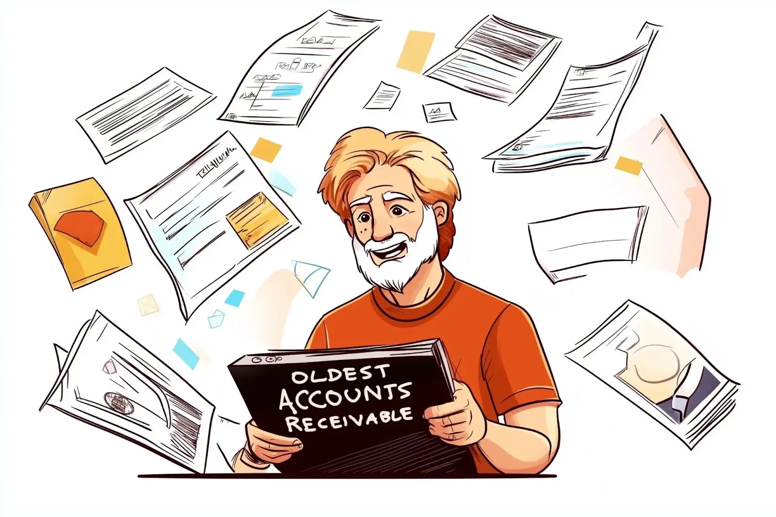 A person looking at a book of old Accounts Receivables