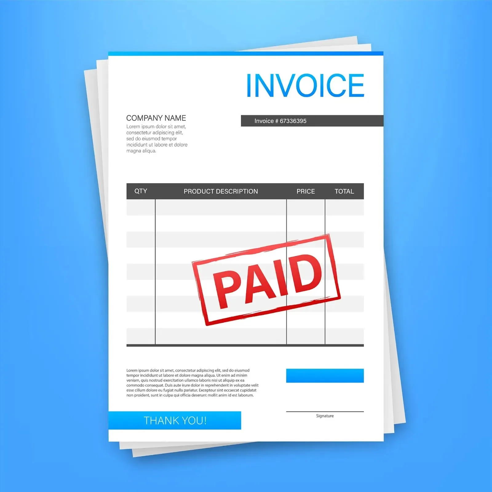 Illustration of an invoice recording what a customer owes