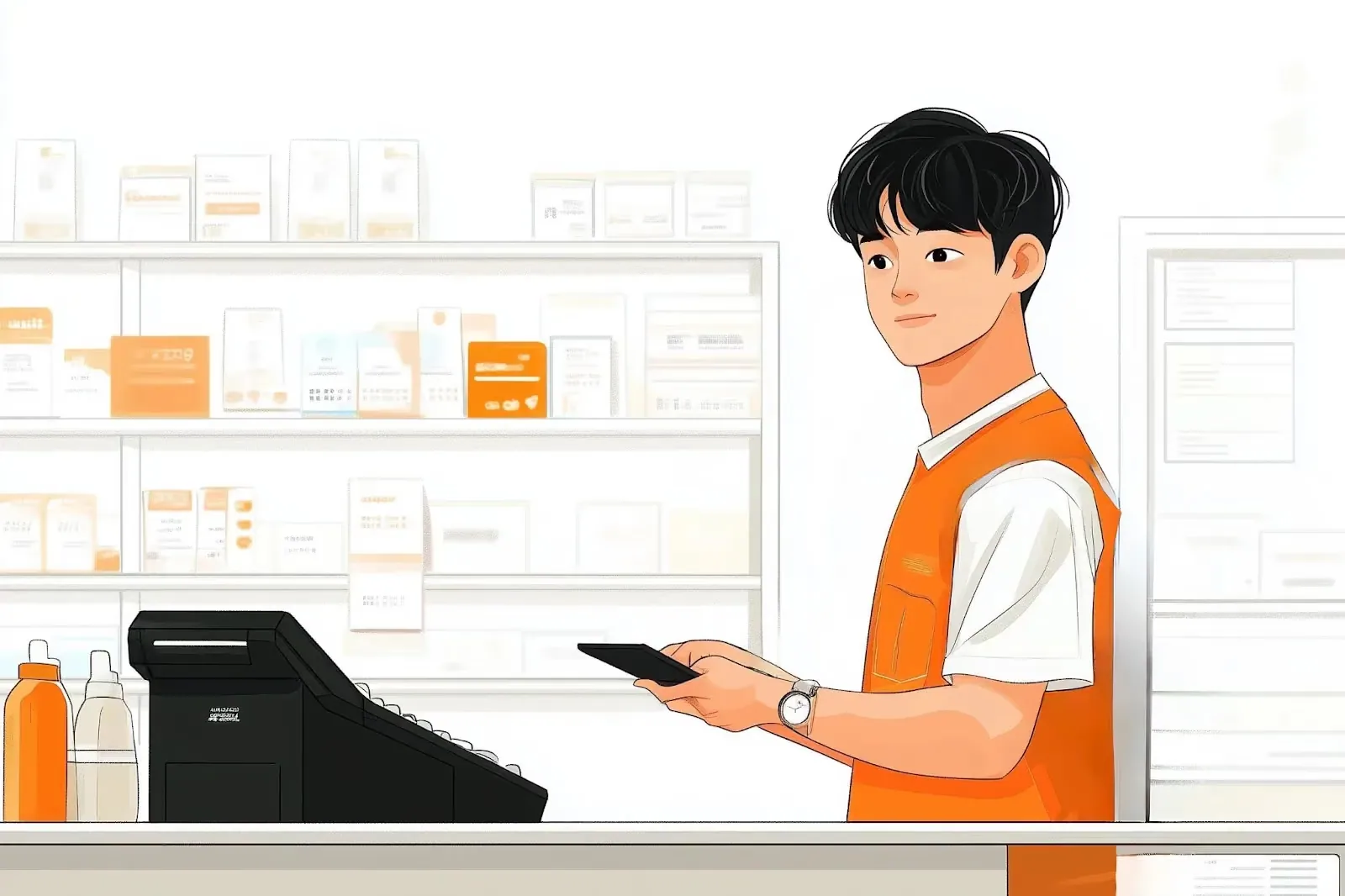 A person at a cash register